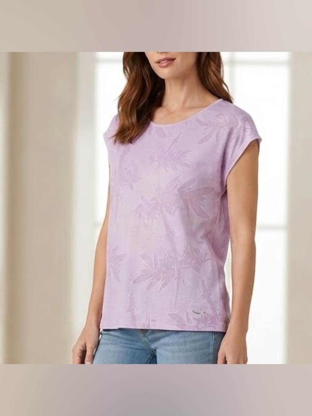 ACX Active Lilac Purple Bamboo Burnout Athletic Tee Shirt Workout Top Size L